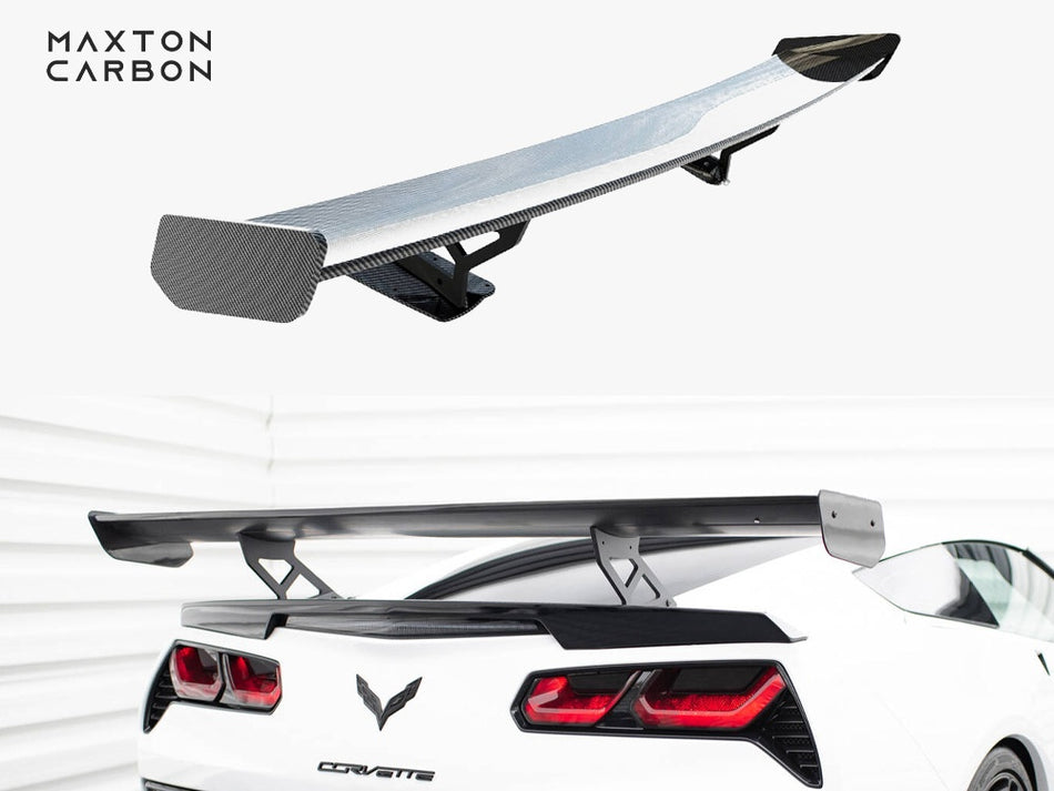Maxton Carbon Spoiler With Internal Brackets Uprights Chevrolet Corvette Stingray / Grand Sport C7