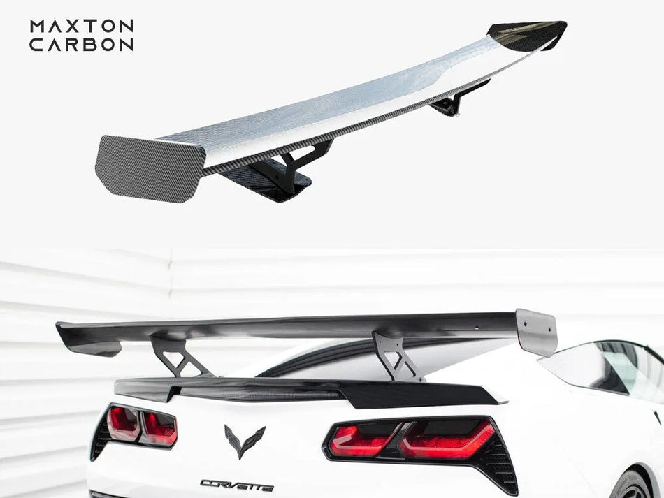 Maxton Carbon Spoiler With Internal Brackets Uprights Chevrolet Corvette Stingray / Grand Sport C7