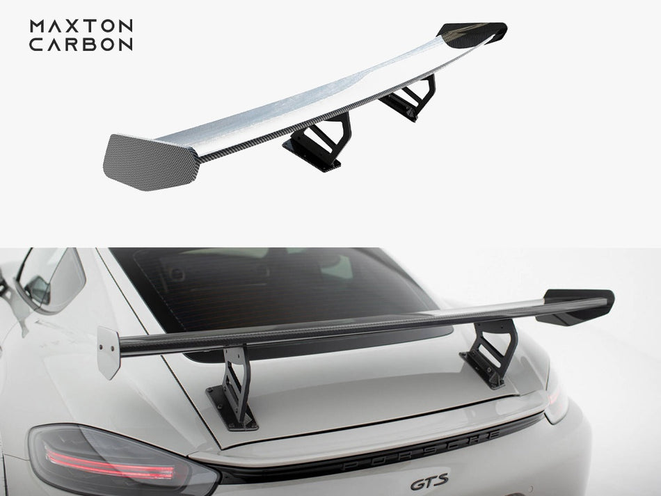 Maxton Carbon Spoiler With Internal Brackets Uprights V.2 Porsche 718 Cayman GTS 982c