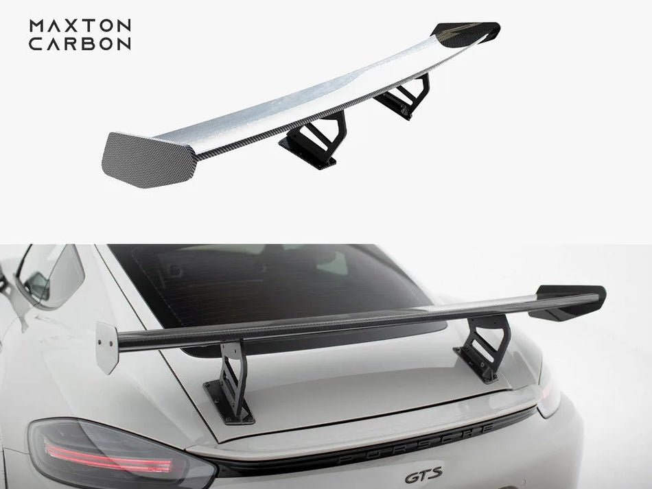 Maxton Carbon Spoiler With Internal Brackets Uprights V.2 Porsche 718 Cayman GTS 982c
