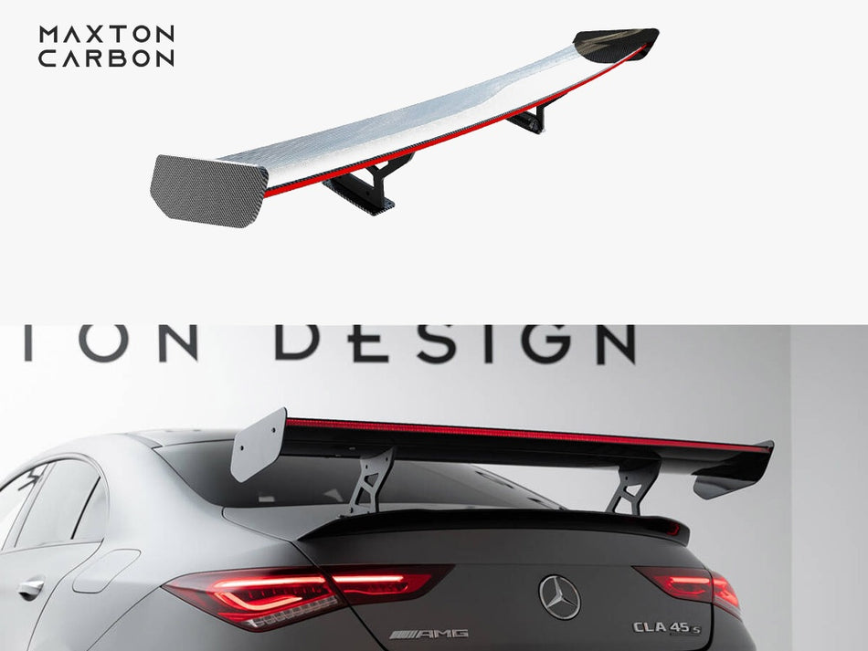 Maxton Carbon Spoiler With Internal Brackets Uprights + LED Mercedes-Benz CLA Coupe C118 / C118 Facelift