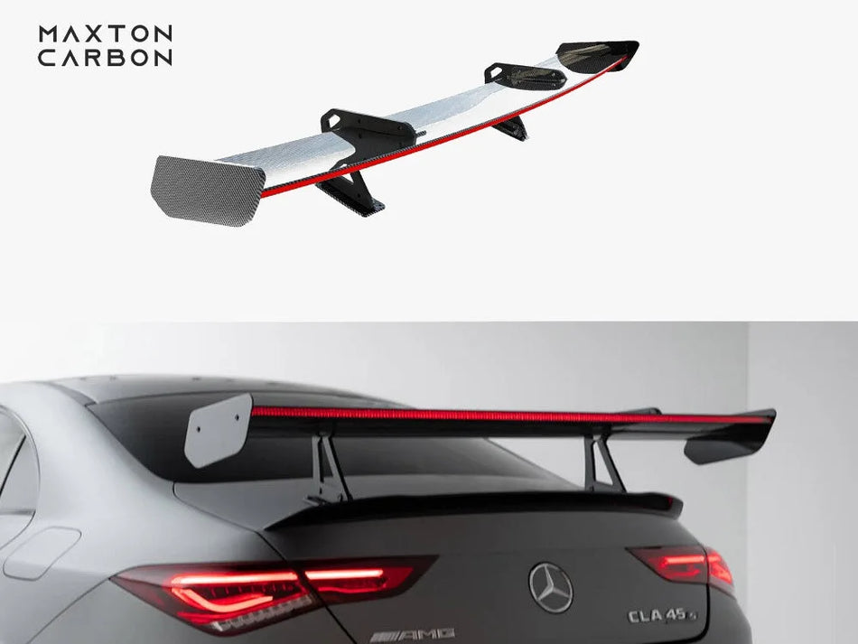 Maxton Carbon Spoiler With Upper Swan Mounting + LED Mercedes-Benz CLA Coupe C118 / C118 Facelift
