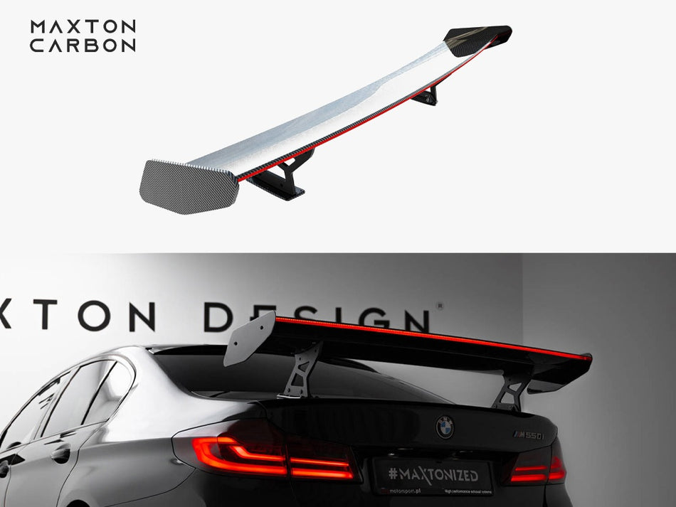 Maxton Carbon Spoiler With Internal Brackets Uprights + LED BMW 5 / M5 Sedan G30 / F90