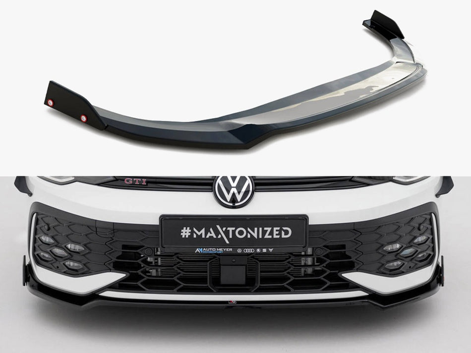 Maxton Front Splitter V.3 + Flaps Volkswagen Golf GTI / GTE / R-Line Mk8 Facelift
