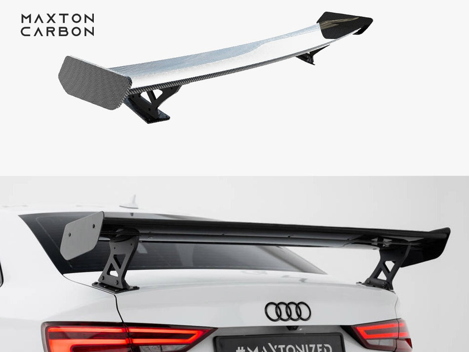 Maxton Carbon Spoiler With External Brackets Uprights Audi A3 / A3 S-Line / S3 / RS3 Sedan 8V / 8V Facelift