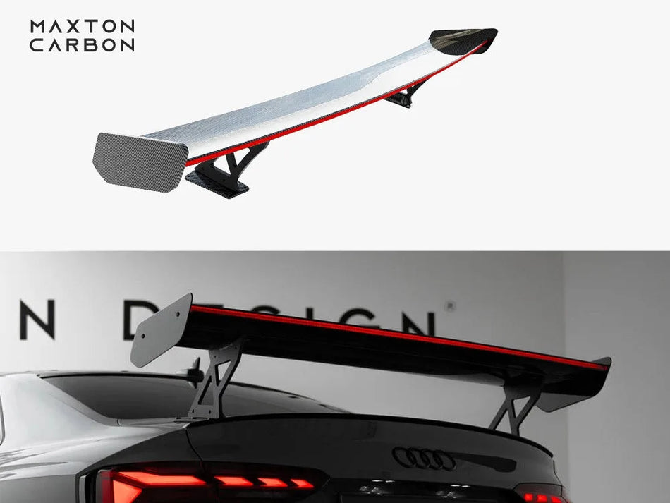 Maxton Carbon Spoiler With External Brackets Uprights V.1 + LED Audi A5 / A5 S-Line / S5 / RS5 Coupe F5 / F5 Facelift