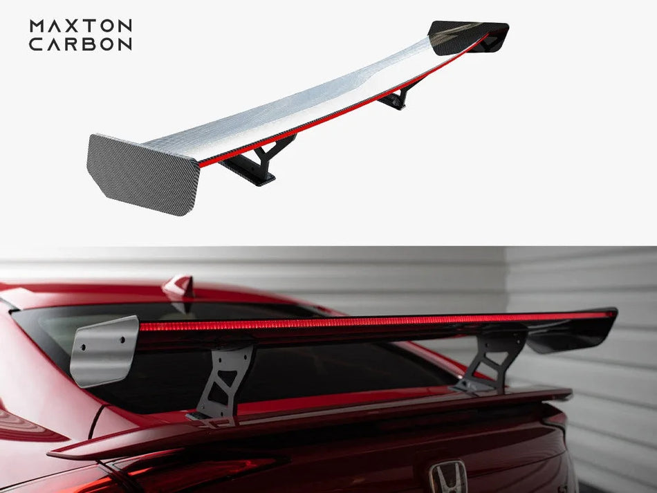 Maxton Carbon Spoiler With Internal Brackets Uprights + LED Honda Civic SI Mk10