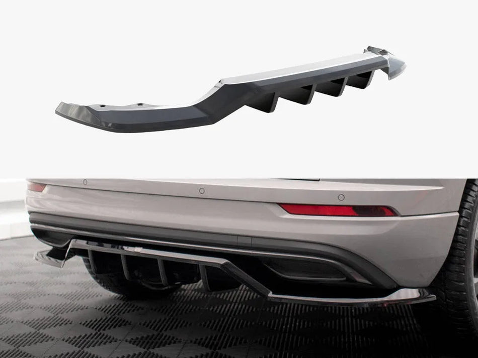 Maxton Rear Splitter (Vertical Bars) Skoda Karoq Sportline Mk1 Facelift - Carbon Look