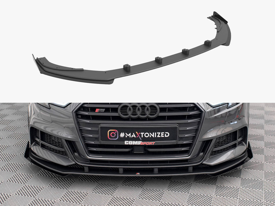 Maxton Street PRO Front Splitter V.1 + Flaps Audi S3 / A3 S-Line Sportback 8V Facelift