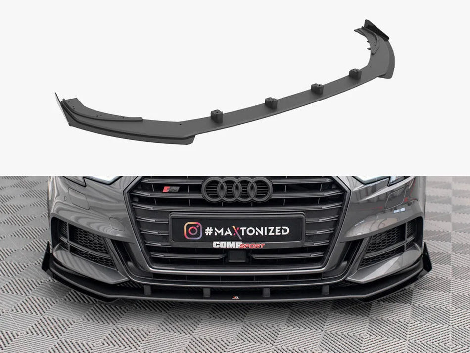 Maxton Street PRO Front Splitter V.1 + Flaps Audi S3 / A3 S-Line Sportback 8V Facelift