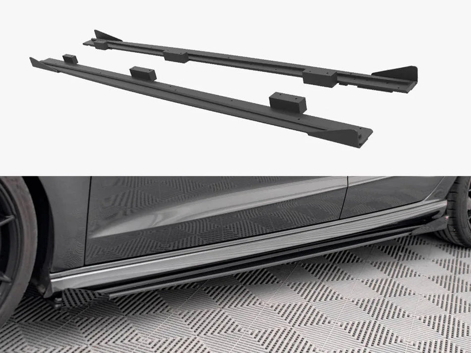 Maxton Street PRO Side Skirts Diffusers + Flaps Audi S3 / A3 S-Line Sportback 8V Facelift