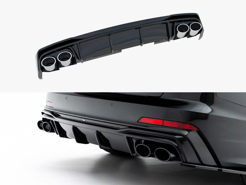 Maxton Rear Valance + Exhaust Ends Imitation Audi A6 S-Line / S6 C8 / C8 Facelift