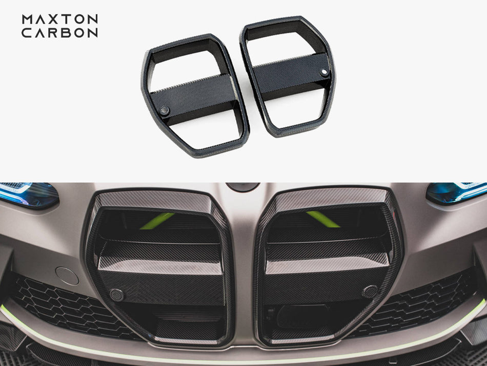 Maxton Carbon Fiber Front Grill + License Plate Holder Base BMW M4 G82