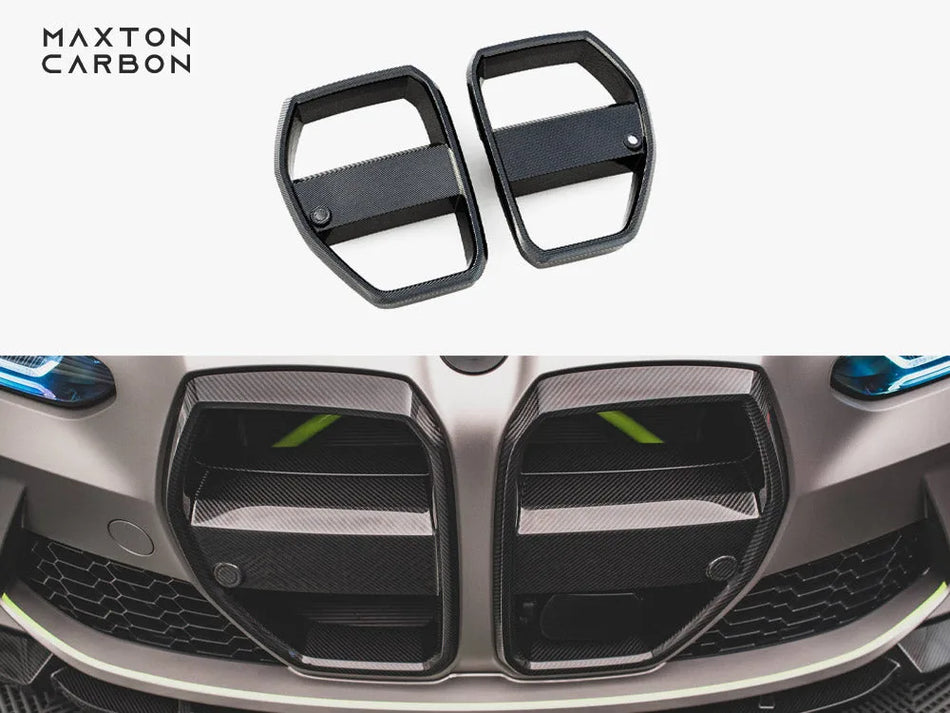 Maxton Carbon Fiber Front Grill + License Plate Holder Base BMW M4 G82
