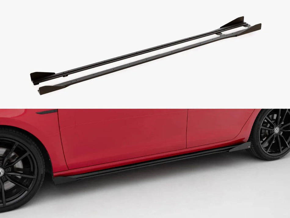 Maxton Street PRO Side Skirts Diffusers + Flaps Volkswagen Golf R / R-Line Mk7 Facelift