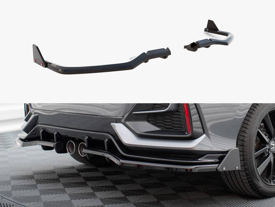 Maxton Rear Splitter V.1 (Vertical Bars) + Flaps Honda Civic Sport Mk10 Facelift