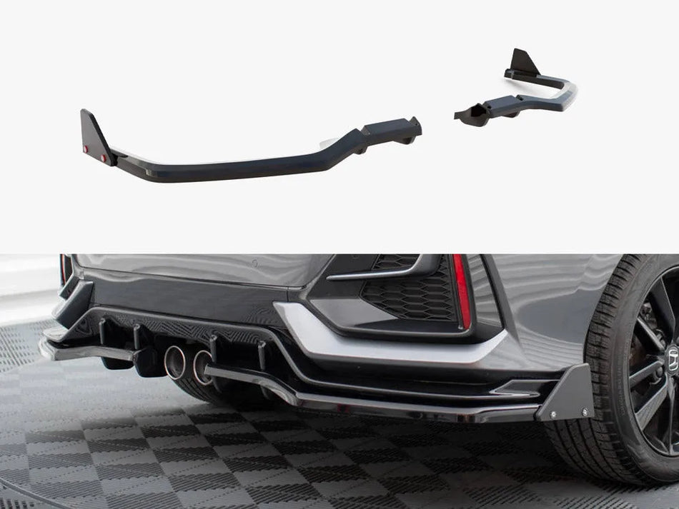 Maxton Rear Splitter V.1 (Vertical Bars) + Flaps Honda Civic Sport Mk10 Facelift