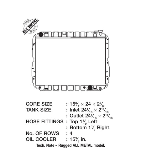 81-87 4.2L Toyota Landcruiser (AT) / 1988 4.0L (AT) (4-Row Copper Core) Radiator