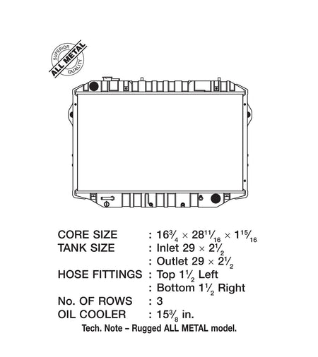 89-92 4.0L Toyota Landcruiser (AT) (3-Row Copper Core) Heavy-Duty Radiator