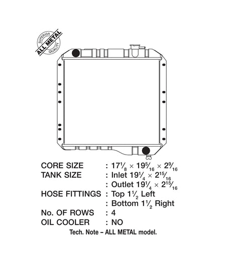 Toyota Landcruiser 70-74 3.9L / 75-80 4.2L (4-Row Copper Core) Radiator