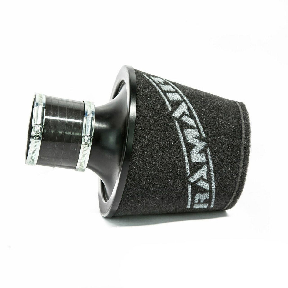 Ramair Large Foam Filter Aluminium Base 80mm OD Black with Silicone Coupler
