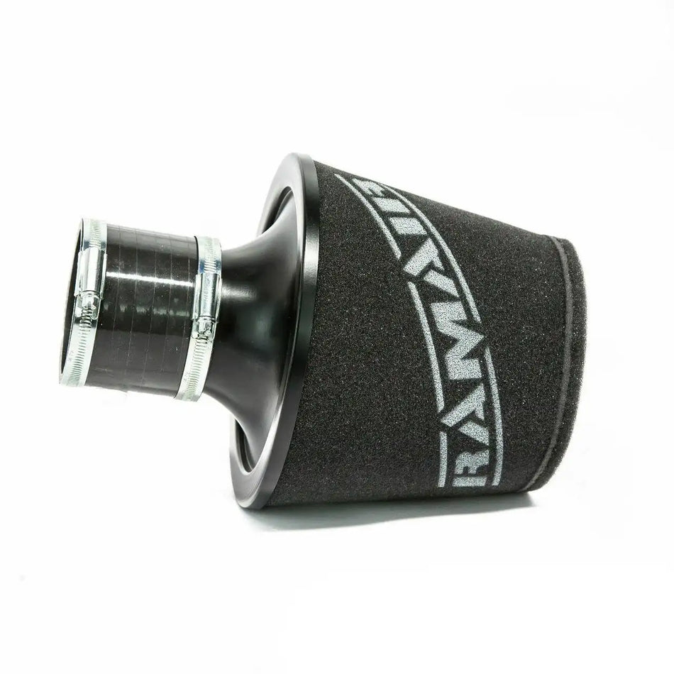 Ramair Large Foam Filter Aluminium Base 80mm OD Black with Silicone Coupler