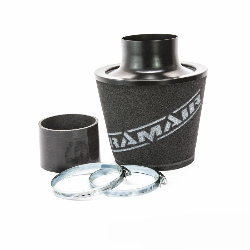 Ramair Large Foam Filter Aluminium Base 100mm OD Black with Silicone Coupler