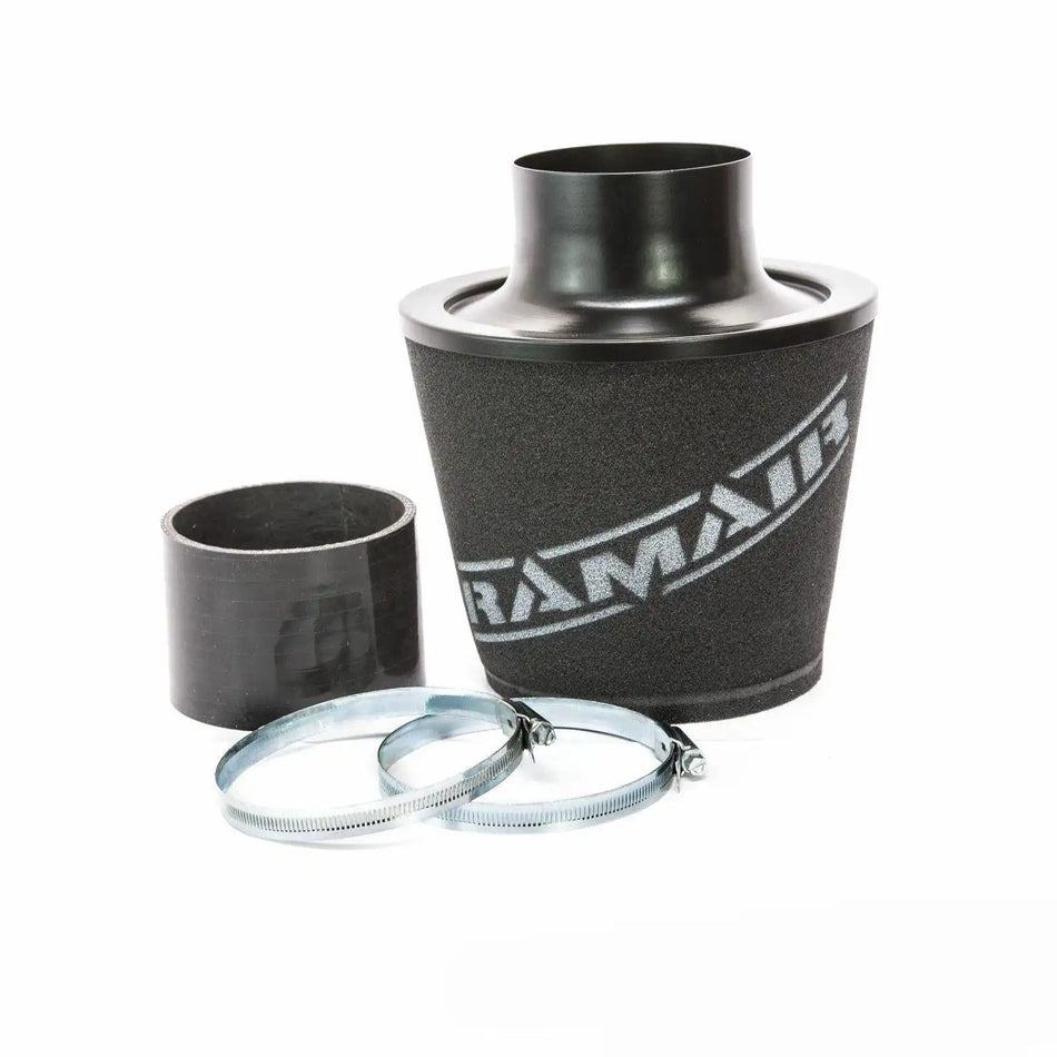 Ramair Large Foam Filter Aluminium Base 100mm OD Black with Silicone Coupler
