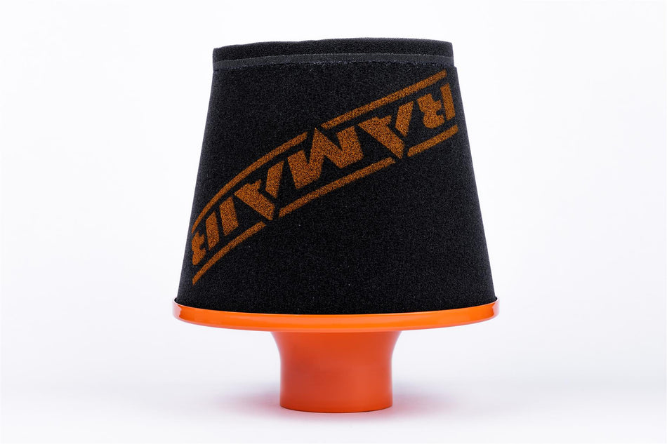 Ramair Large Foam Filter Aluminium Base 90mm OD Orange with Silicone Coupler