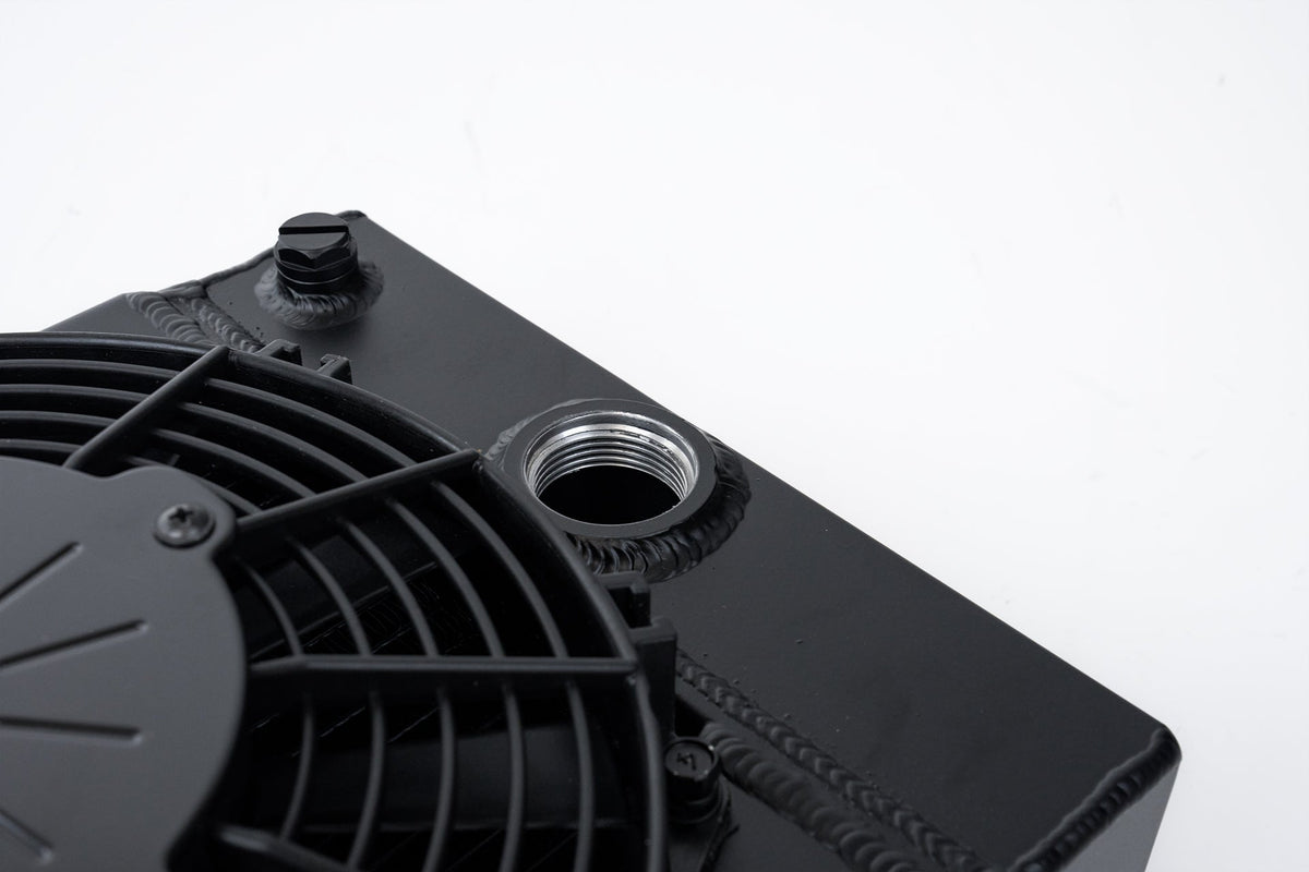 The KING Cooler - Ultimate Drag Race Radiator w/ SPAL Fan & Mounting Kit - Black