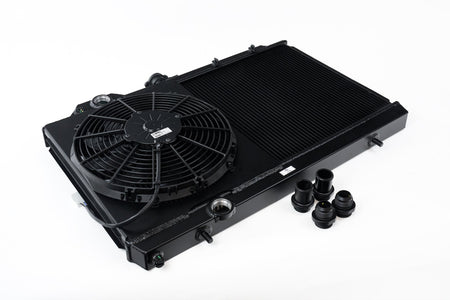 Mitsubishi Evo 7/8/9 Full Size Slim Radiator w/ 12in SPAL Fan - Black