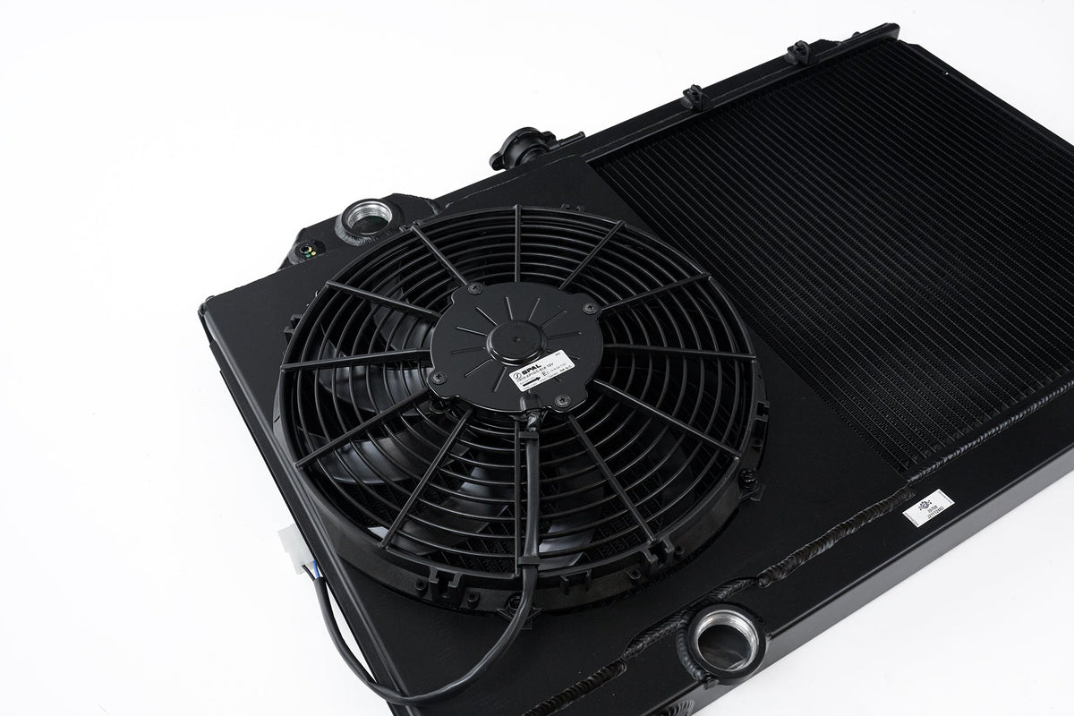 Mitsubishi Evo 7/8/9 Full Size Slim Radiator w/ 12in SPAL Fan - Black