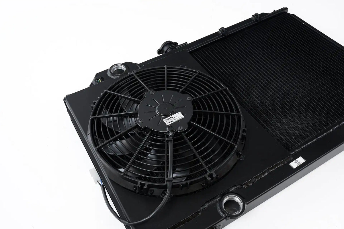 Mitsubishi Evo 7/8/9 Full Size Slim Radiator w/ 12in SPAL Fan - Black