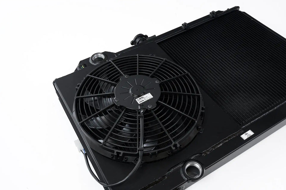 Mitsubishi Evo 7/8/9 Full Size Slim Radiator w/ 12in SPAL Fan - Black