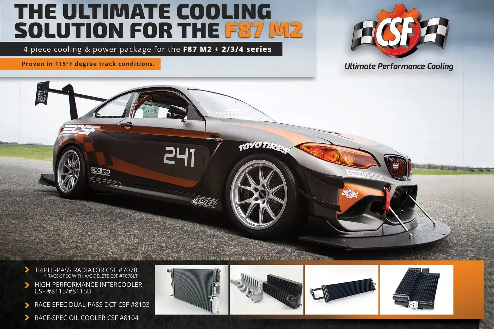 BMW F87 M2 / F3X / F2X (N55) High-Performance Stepped Core Intercooler - Black
