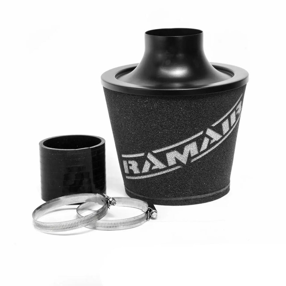 Ramair Large Foam Filter Aluminium Base 80mm OD Black with Silicone Coupler