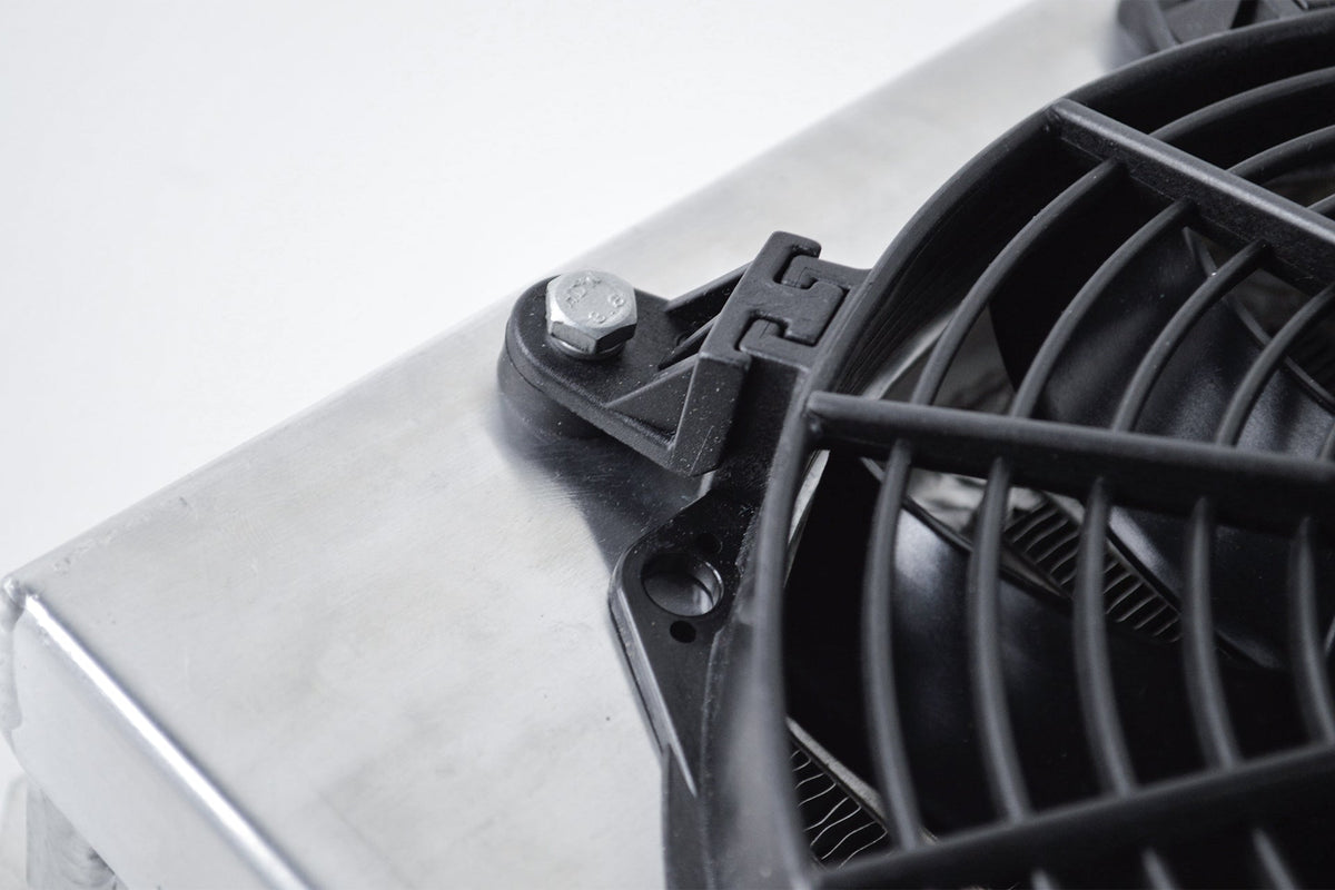13.8in x 10in Dual Fluid Bar & Plate HD Oil Cooler w/9in SPAL Fan (Discontinued)