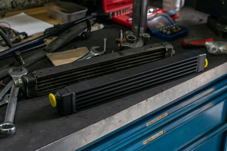 BMW E30 Oil Cooler w/ fittings for OEM style and AN-10 male connections