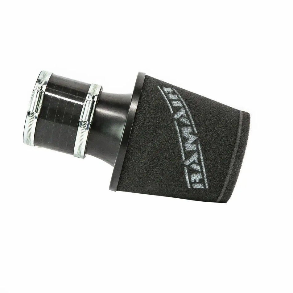 Ramair Small Foam Filter Aluminium Base 80mm OD Black with Silicone Coupler