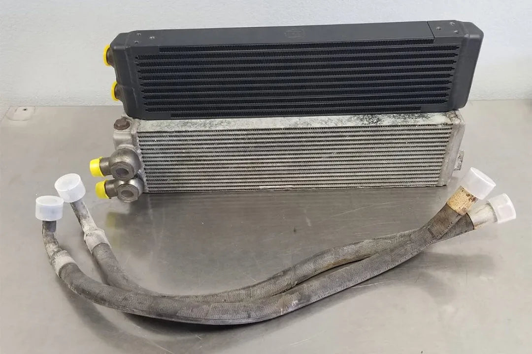 Universal Dual-Pass Oil Cooler / IROC Porsche / M22x1.5 / 24L x 5.75H x 2.16W