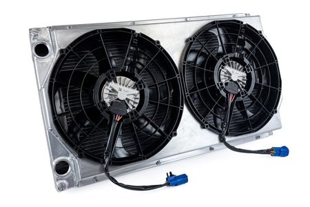 Motorsport Dual-Pass Radiator with Shroud + 14" SPAL brushless fans & harnesses