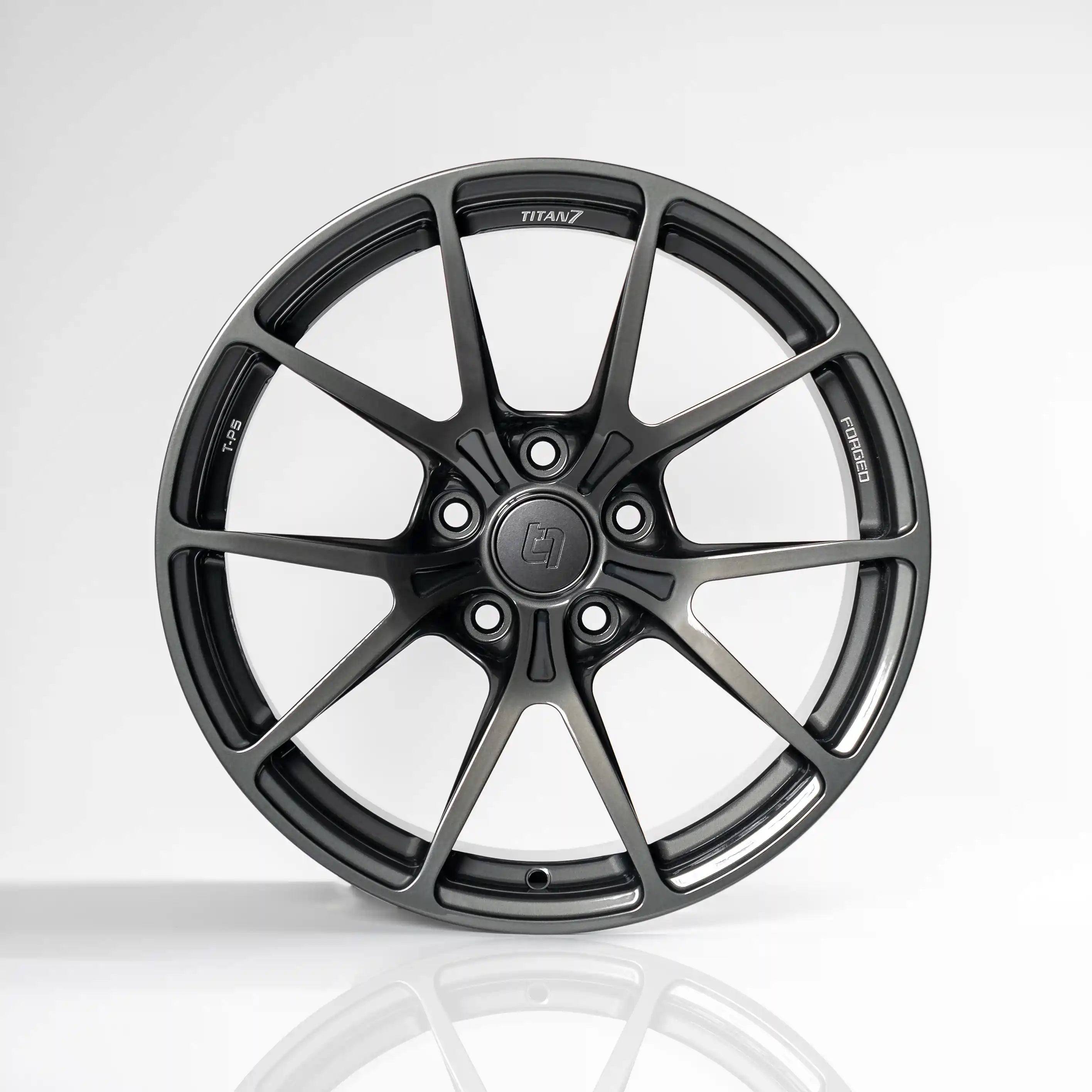 Titan 7 Forged Aluminium Wheel - T-P5 18x9.5 PCD 5x120 CB 72.56 In Advanced Dark Gunmetal
