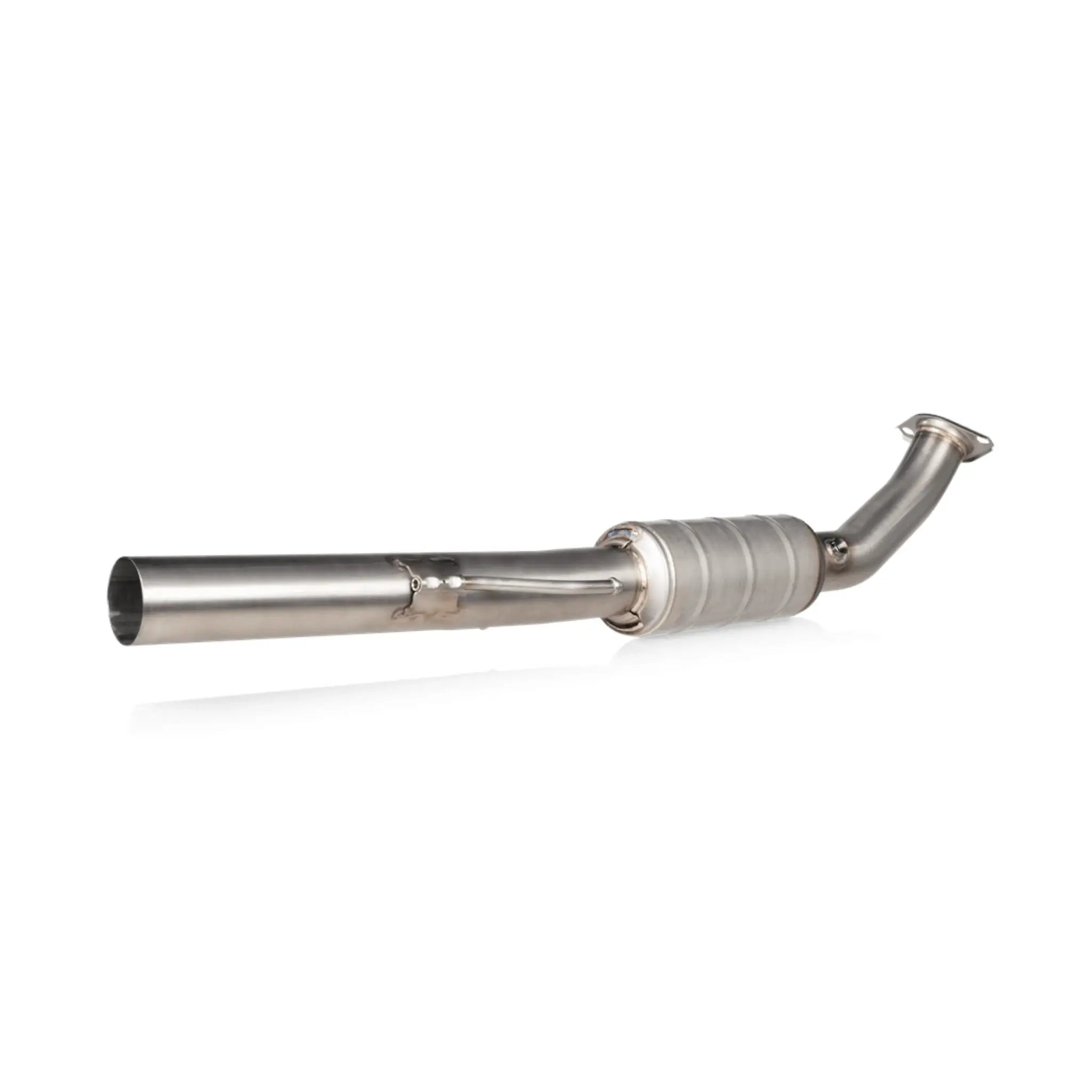 Official Akrapovič image of the Evolution Link Pipe (Stainless Steel) for the Toyota GR Yaris, highlighting its durable construction and advanced engineering.