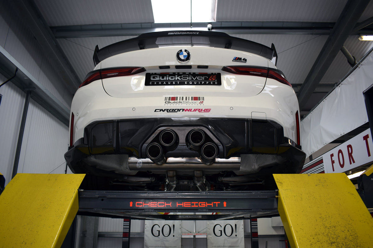 QuickSilver BMW M4 G82 G83 (2021 on) Centre Exit Sport Exhaust with Sound Architect™ Inc. Carbon Diffusor Kit with OR without OPF delete pipes.
