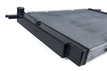 CSF logo embossed on the satin black end tank of the 7240 Mercedes-Benz radiator