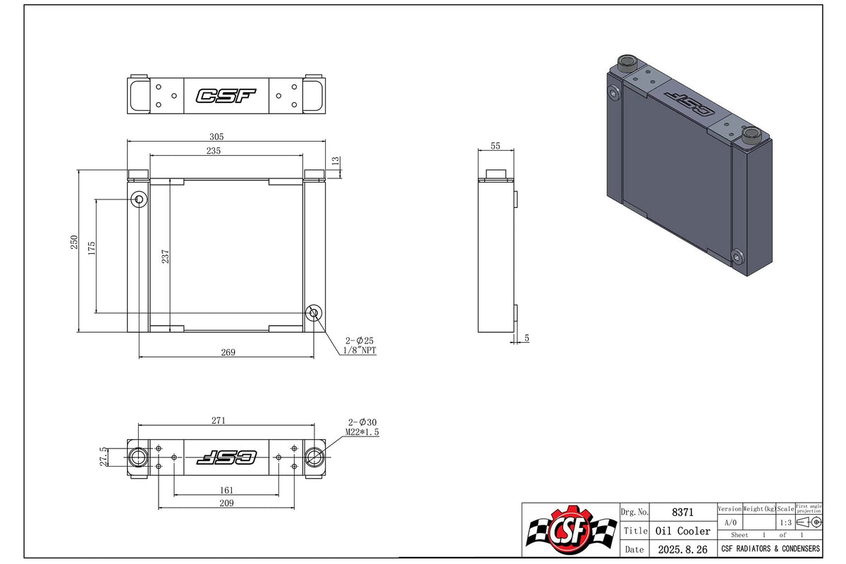 CSF 8371 oil cooler specs