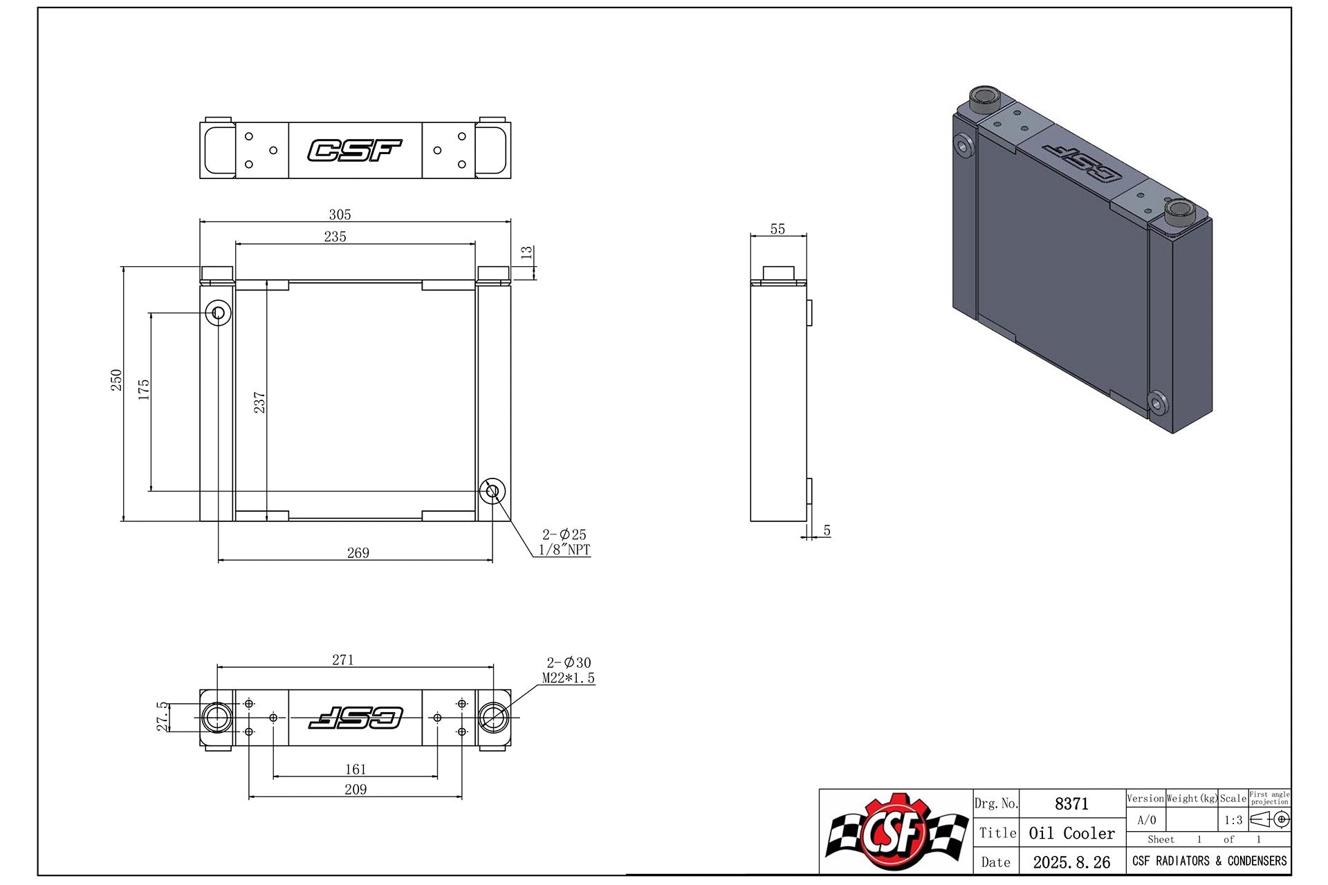 CSF 8371 oil cooler specs