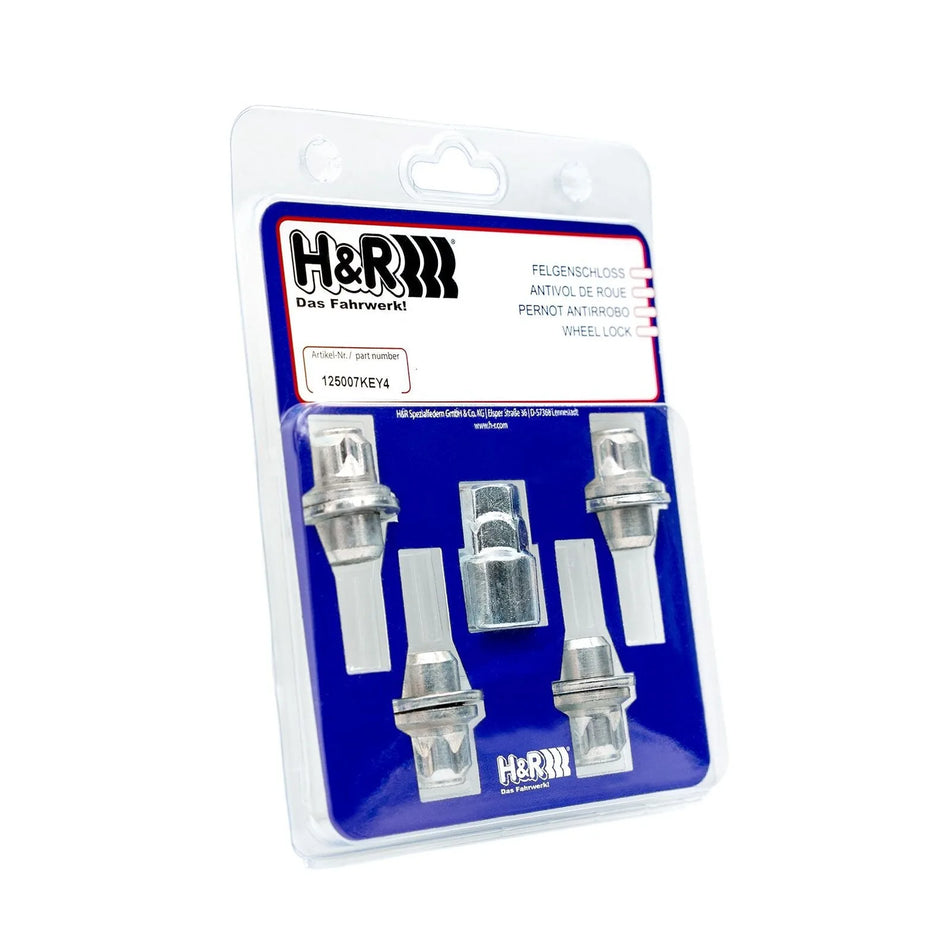 H&R Wheel-Lock Set Wheel Nut M12 Flat Seat - 125007KEY4