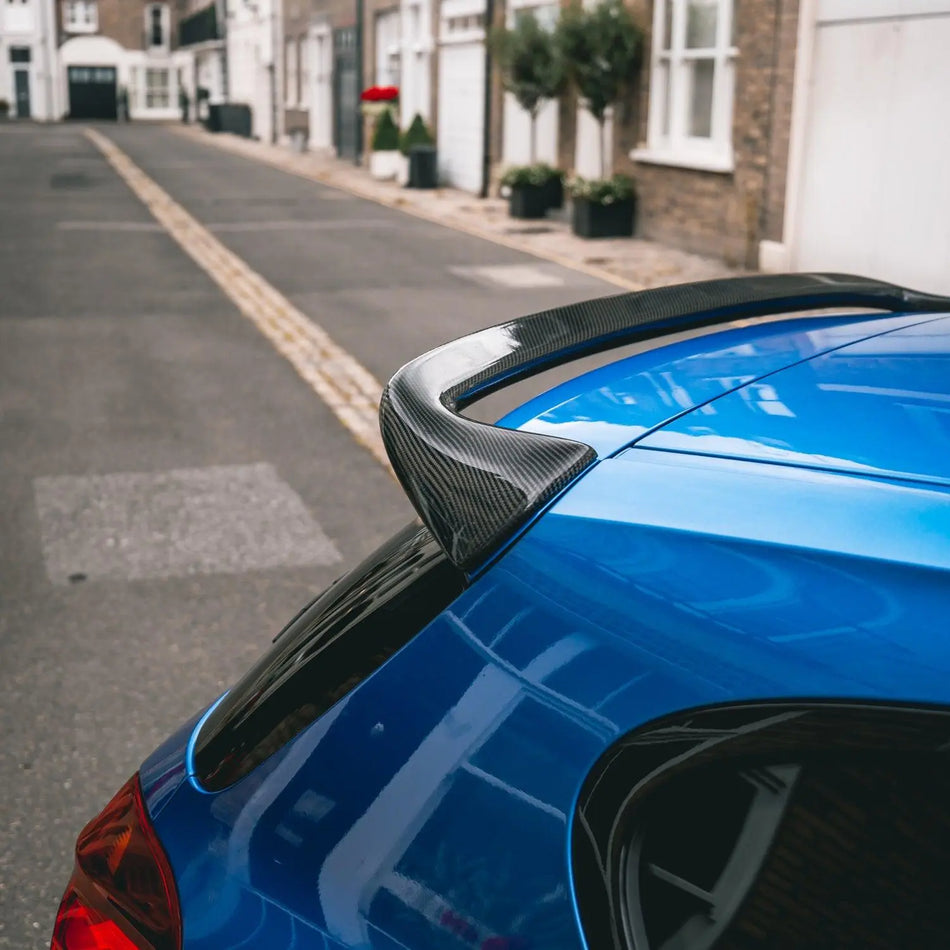 MHC+ BMW 1 Series Tube Style Rear Spoiler In Pre Preg Carbon Fibre (F20/F21)