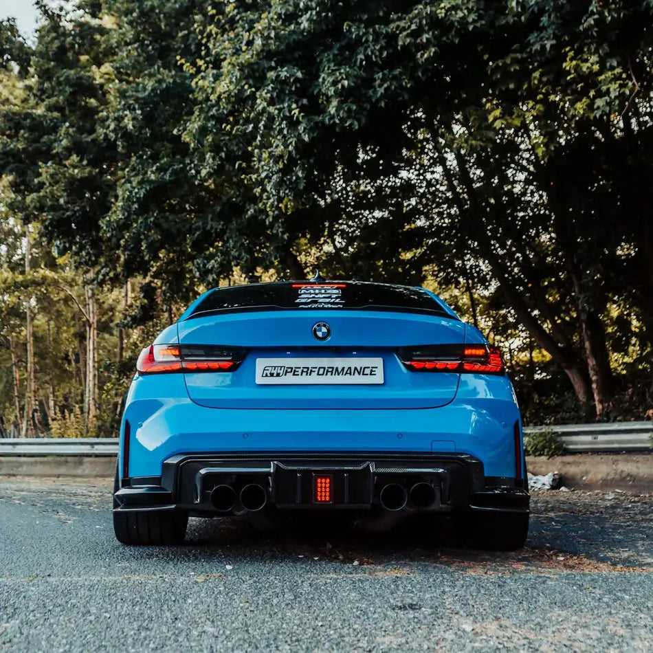 MHC+ BMW M3/M4 DF1 LED Rear Diffuser In Gloss Pre Preg Carbon Fibre (G80/G81/G82/G83)